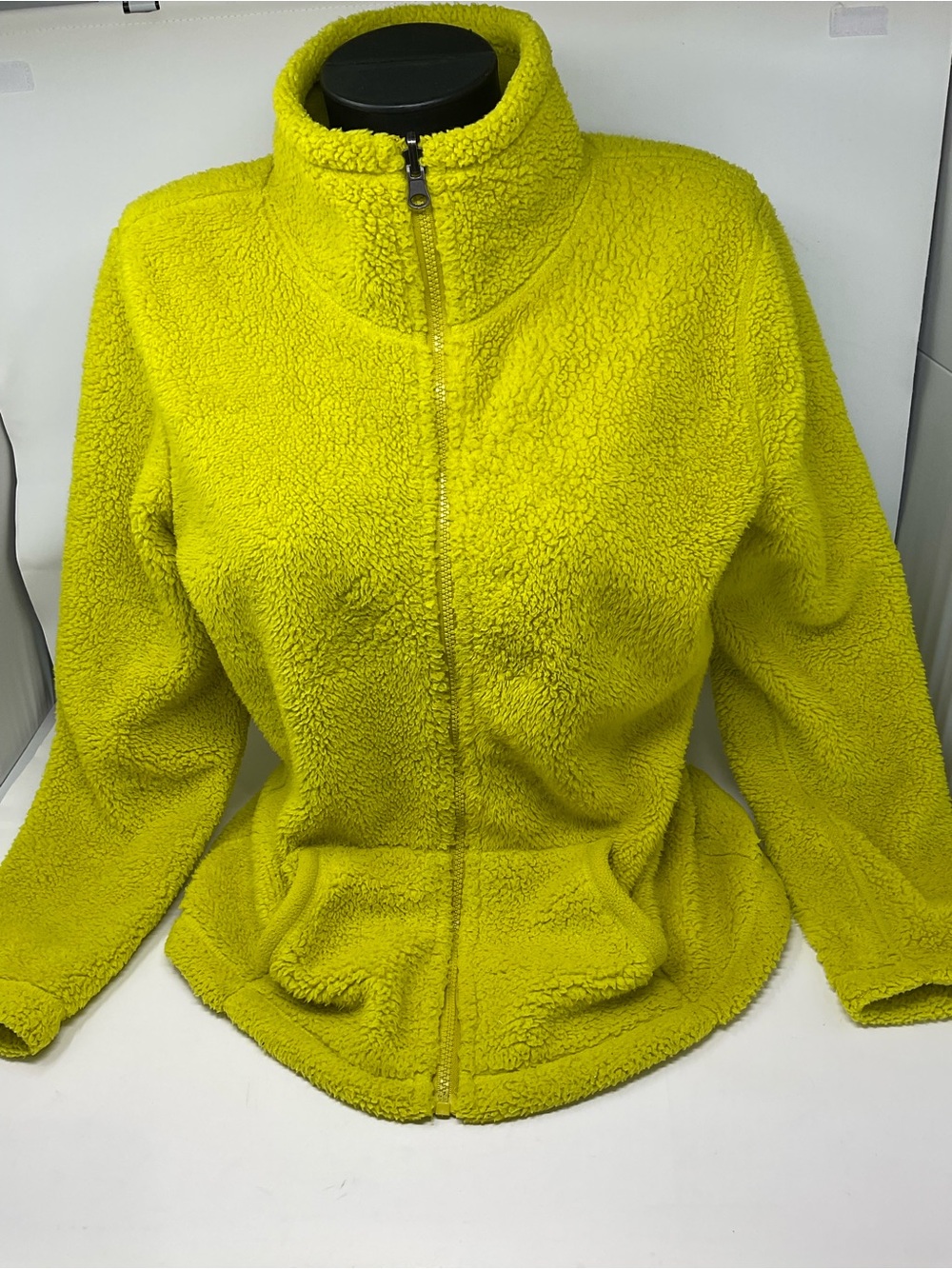 Chartreuse Yellow Teddy Sherpa Zip Jacket